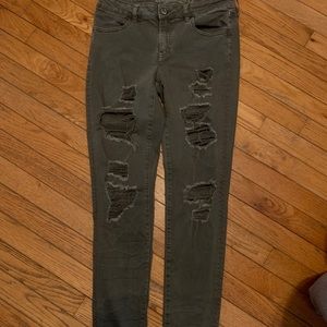 AE Army Green ripped jeggings
